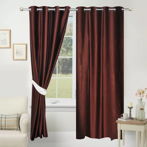 Azaani Solid Brown Door Curtain - Pack of 2