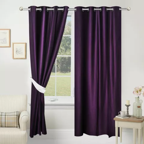 Azaani Solid Purple Door Curtain - Pack of 2