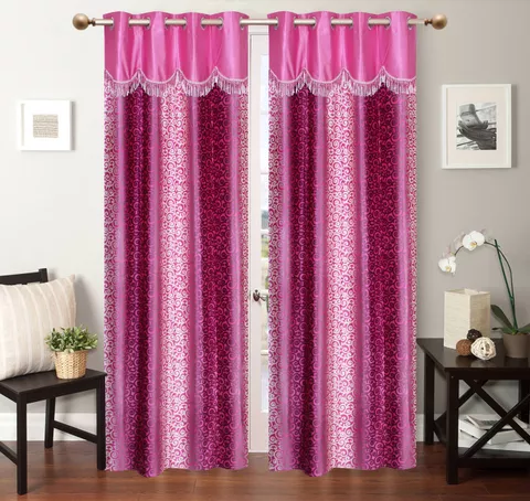 Azaani Printed Pink Door Curtain - Pack of 2