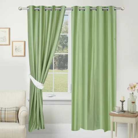 Azaani  Green Solid Door Curtain - Pack of 2