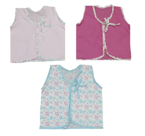 Krivi Kids Set of 3 Front Open Sleeveless Top For New Born Baby (0-3 Month) UNISEX