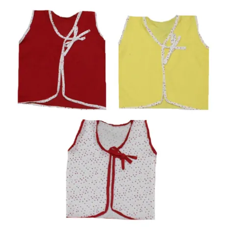 Krivi Kids Set of 3 Front Open Sleeveless Top For New Born Baby (0-3 Month) UNISEX