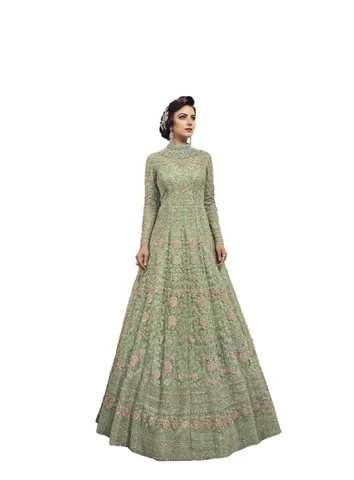 Beauty Pastel Green Net Anarkali Suit.
