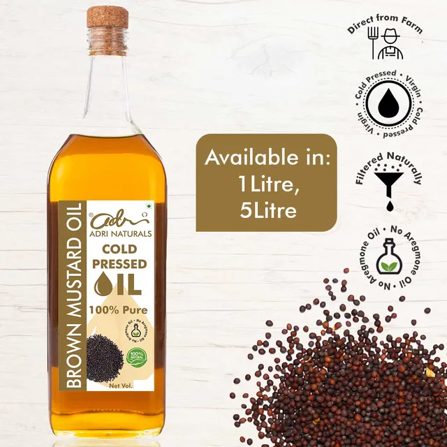 Brown Mustard Oil (Cold Pressed, 100% Pure and Natural)