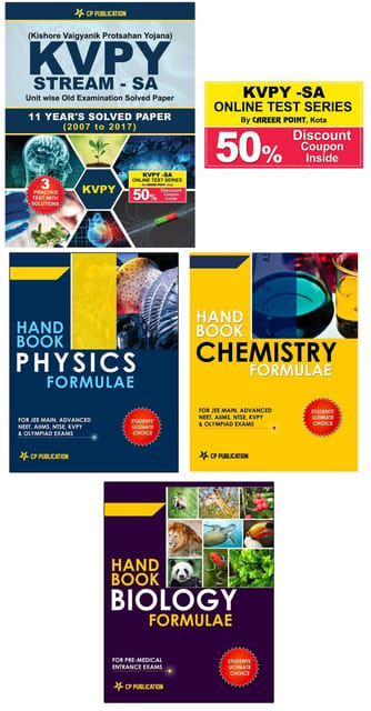 KVPY (Stream-SA) 11 Year Solved Papers (2007-2017) with 3 Practice Papers+ 50% Discount Coupon in KVPY-SA Online Test Series + Handbook of PCB Formulae (Set of 3 Books)  By Career Point Kota
