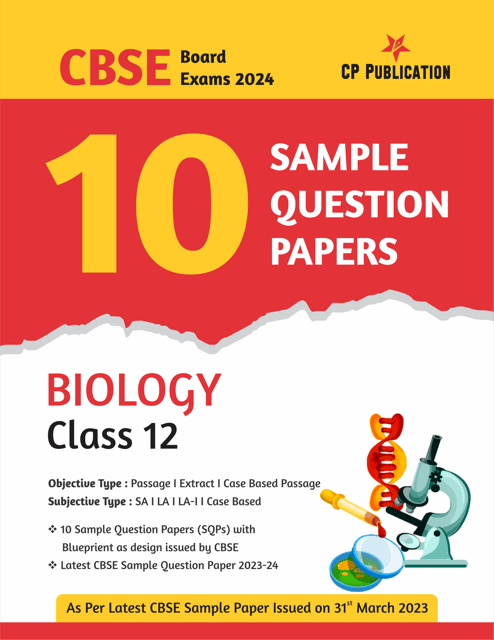 CP Publication Kota - CBSE 10 Sample Question Papers Class 12 Biology for 2024 Board Exam