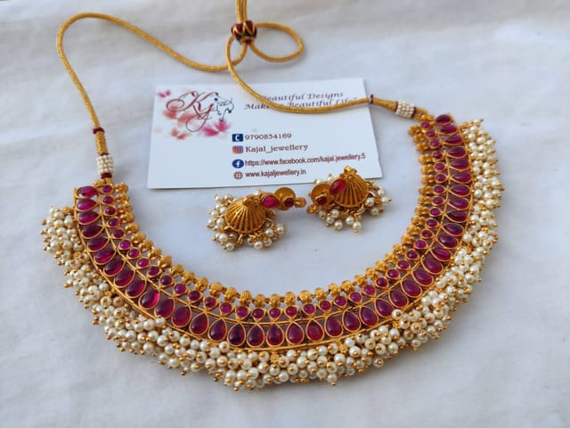 Pink guttapusulu necklace
