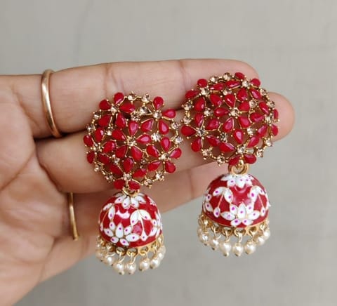 Red   earrings meenakari
