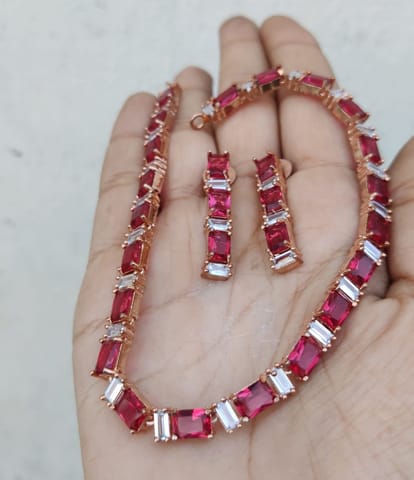 Rose gold red ad neck