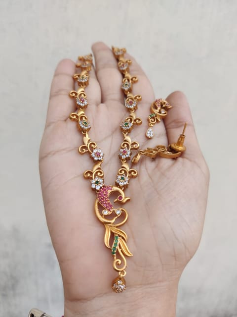 Cz peacock necklace