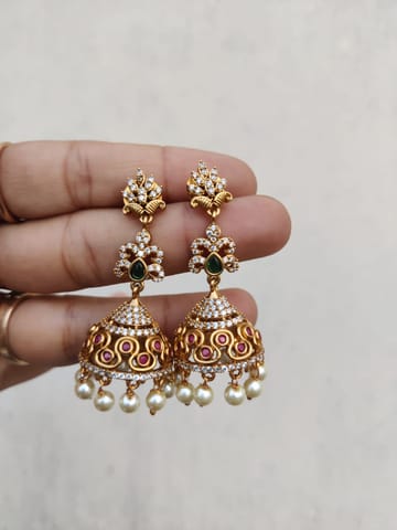 Cz green jhumka