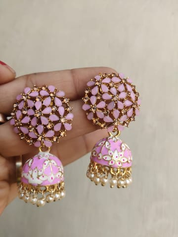 Violet meenakari earrings