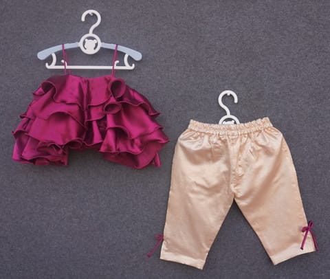 Trendy Crop Tops+Bell Bottom Pant Kids Clothes Set