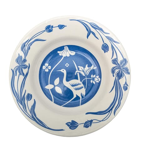 Ceramic Plate Wall Hanging Floral Blue