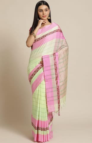 Handloom Cotton Silk Saree (multi-color)