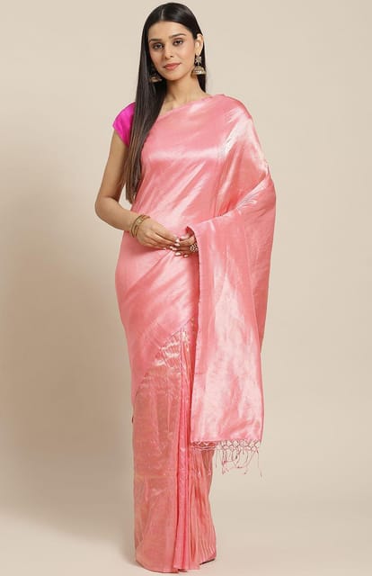 Pink Handwoven Zari Silk Saree