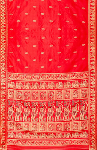 Baluchari Mina Silk Saree Red