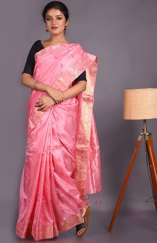 Handwoven Tangail Silk Saree Pink