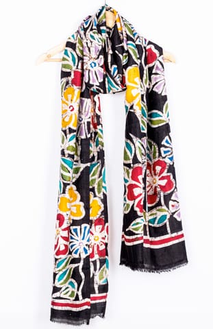 Tussar Silk Multi-Color Dupatta with Batik Print