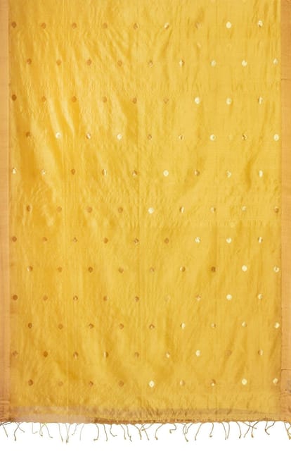 Handwoven Tangail Yellow Silk Saree