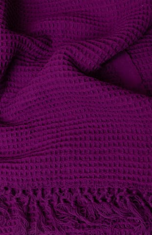 Handwoven purple honeycomb cotton bath towel
