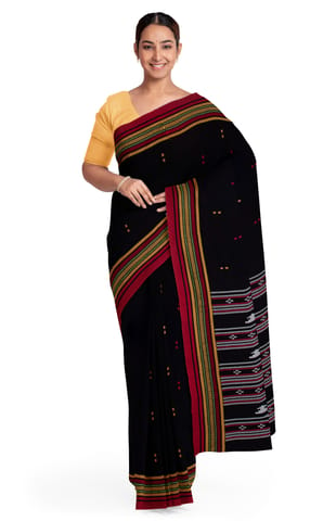 Handwoven Begumpuri Cotton Saree - Black
