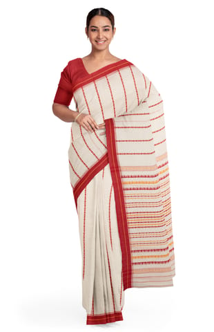 Handwoven Begumpuri Cotton Saree - Off-white
