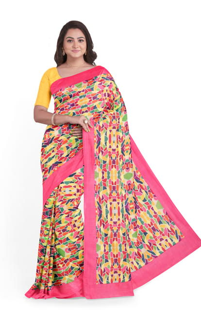 Printed Cotton Saree - Multi-Colour