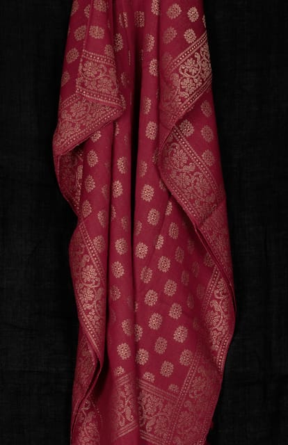 Handwoven Red Jamdani Woolen Shawl