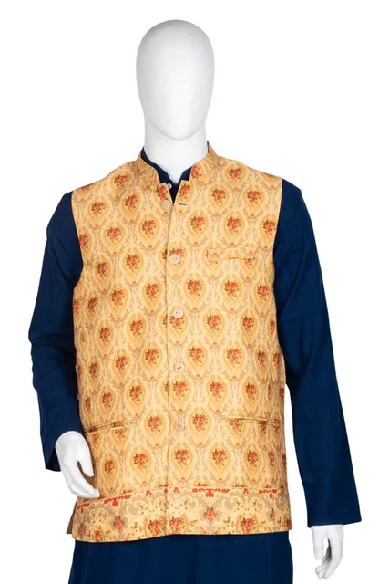 Handloom Jacket in Cotton with Prints
