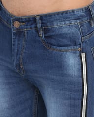 BUKKL Men's  Side Taped Stretchable Slim Fit Jeans