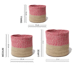 Pink & Beige jute and rope plant holders online from Habere India/ Buy Rope planters used as rope plant basket and rope flower pots