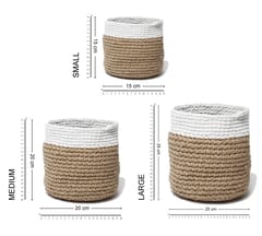 Beige & White crochet plant pot holder from Habere India/ Designer indoor plant pots which is multi-functional/ stylish crochet indoor planters online