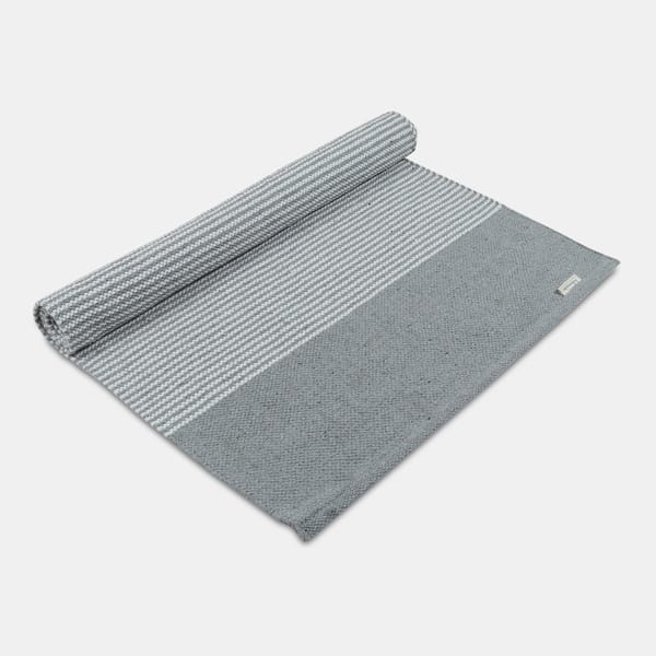 Habere India-All the Cultures Fabricating India - Handmade/Handloom Striped Yoga/Exercise Rugs (Grey)