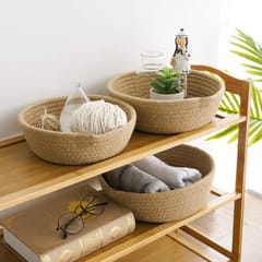 Habere India-All the Cultures Fabricating India Jute Baskets Online | Designer Baskets | Storage/Shelves Baskets | Fruit Baskets or Clothes {Beige, Small (8.7" x 2.8")}