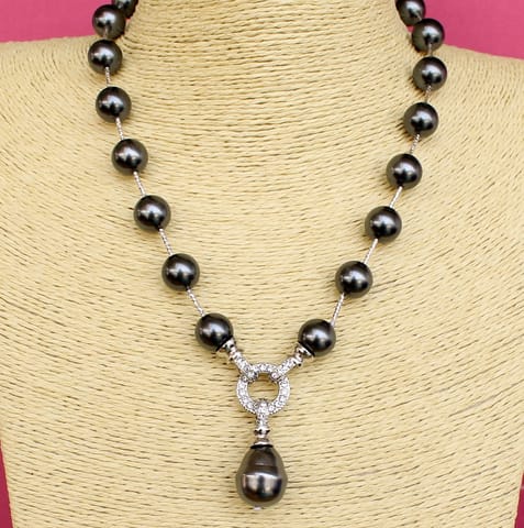 CZ Shell Pearl Beaded Premium Necklace