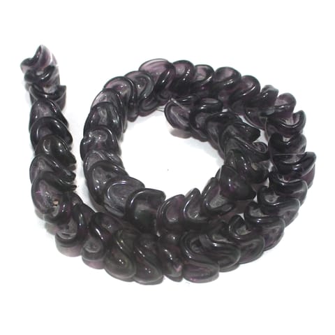 5 strings of Twisty Glass Beads Purple 12mm