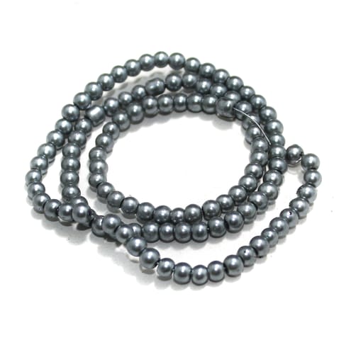 4mm Grey Glass Pearl Beads 1 String