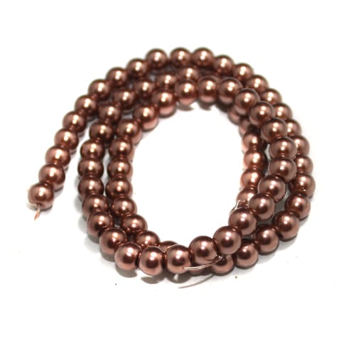 6mm Copper Glass Pearl Beads 1 String