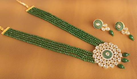 Crystal Beaded Kundan Necklace Set