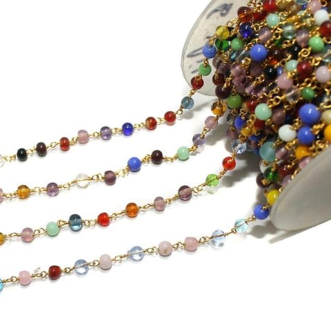 Glass Beaded Chain Multi Roung 4mm