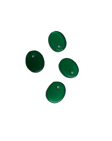 6*8mm Flat Oval Green Onyx with Hole on Top