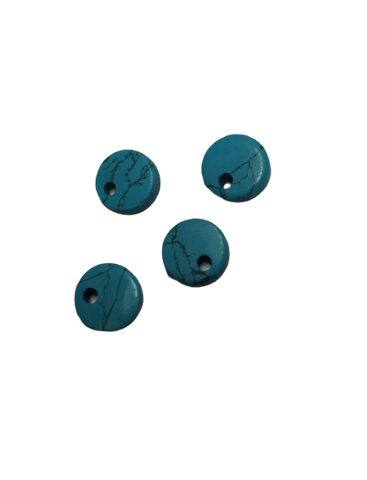 8mm Flat Reconstituted Turquoise with Hole on Top