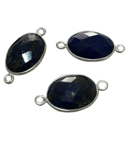 Sterling Silver Lapis Oval Connector 21x11mm
