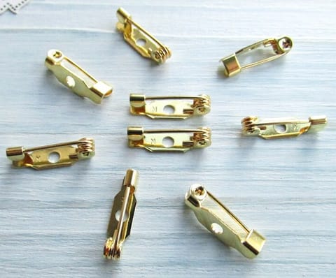 Brooch Pin Fittings Golden 0.6 Inches