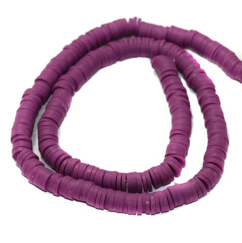 Violet Polymer Clay Fimo Ring Beads 1 String, 6mm