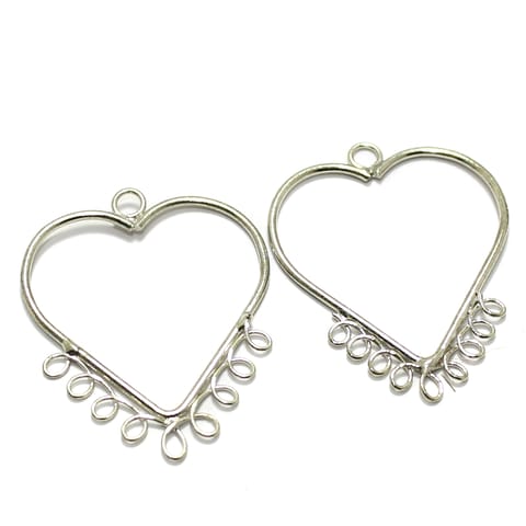 2 Pairs Brass Earrings Components Heart 1.50 Inch