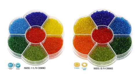14 Colors Trans Seed Beads Kit, Size 8/0 and 11/0