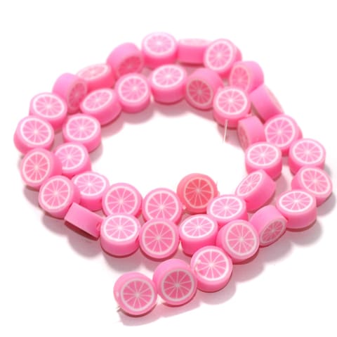 Pink Polymer Clay Fimo Beads 1 String, 10x4mm