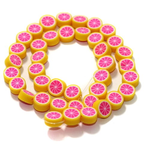 Yellow Polymer Clay Fimo Beads 1 String, 10x4mm
